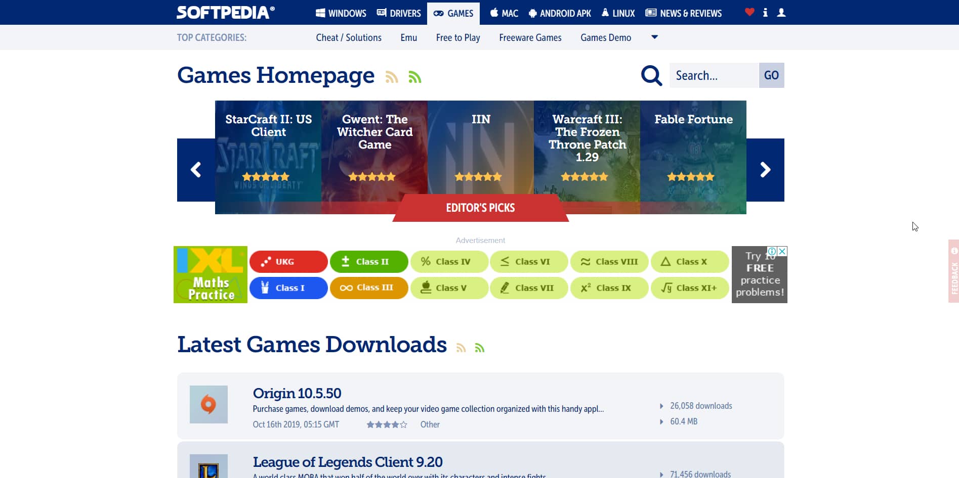 Softpedia-games-page